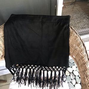 Fringe Suede Black Skirt
